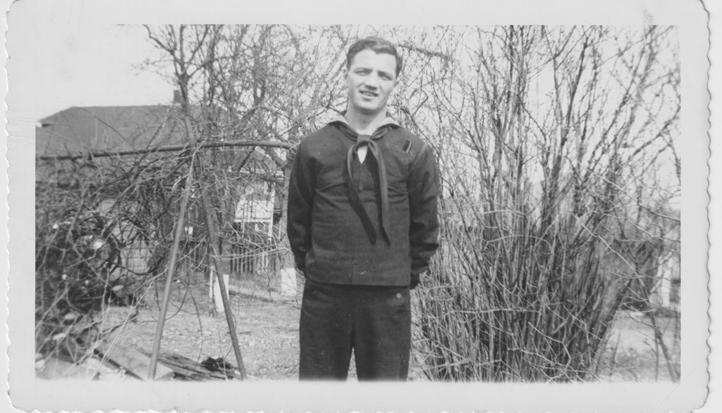 John Gallagher in the backyard on Oakton Avenue in early 1942. At midnight on Dec. 7, 1941 after the Japanese attack on Pearl Harbor, he showed up at the federal building on Post Office Square, ready to enlist.