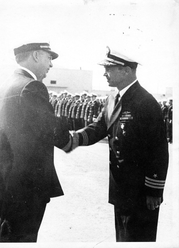 In June of 1944, in San Diego, Rear Admiral Francis C. Denebrink awarded Burke the Navy Cross for his actions at Anzio where he “maneuvered the ship with outstanding judgment and skill… and coolly and skillfully directed anti-aircraft fire with great accuracy and volume.”